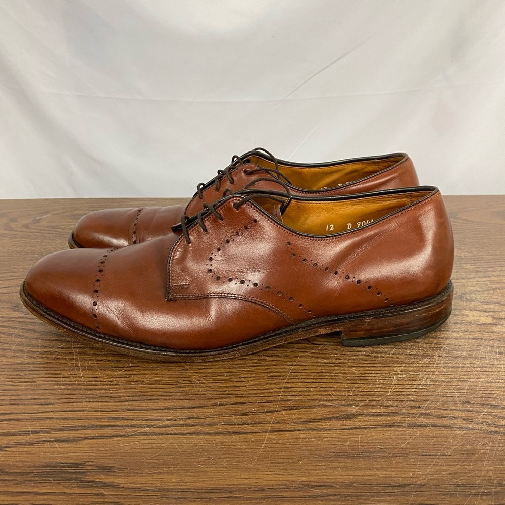 Allen Edmonds Troy Mens Dress Shoes Brown Leather Brogues Oxford Cap Toe 12 D